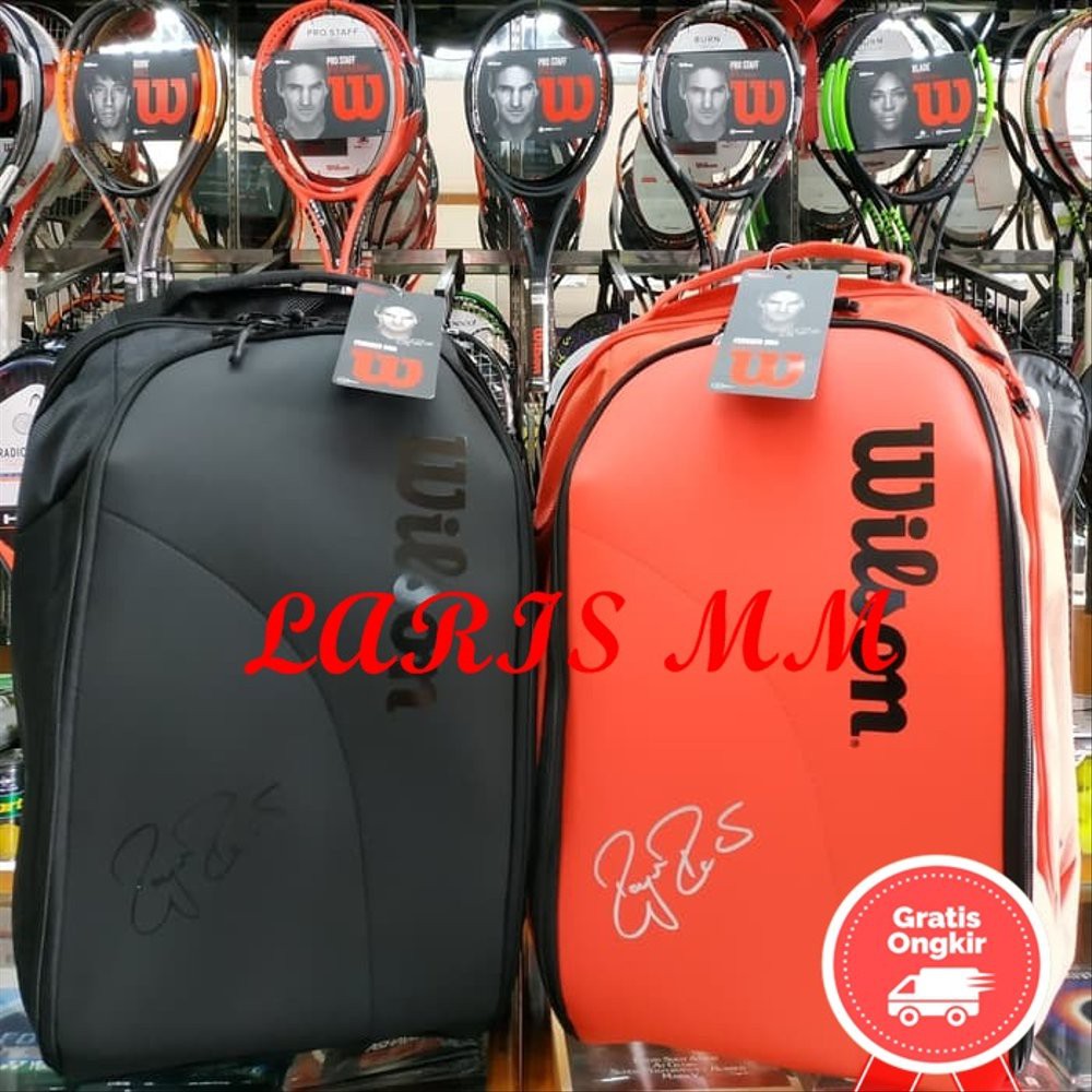 Tas Backpack WILSON FEDERER DNA HITAM ORANGE Tas Wilson FEDERER BACKPACK TAS SPORT Diskon
