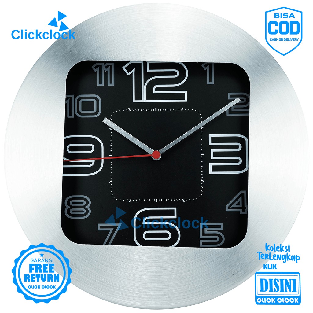 Jam Dinding Quartz Minimalis Silver Stainless 2710 Besar Hiasan Dinding Murah