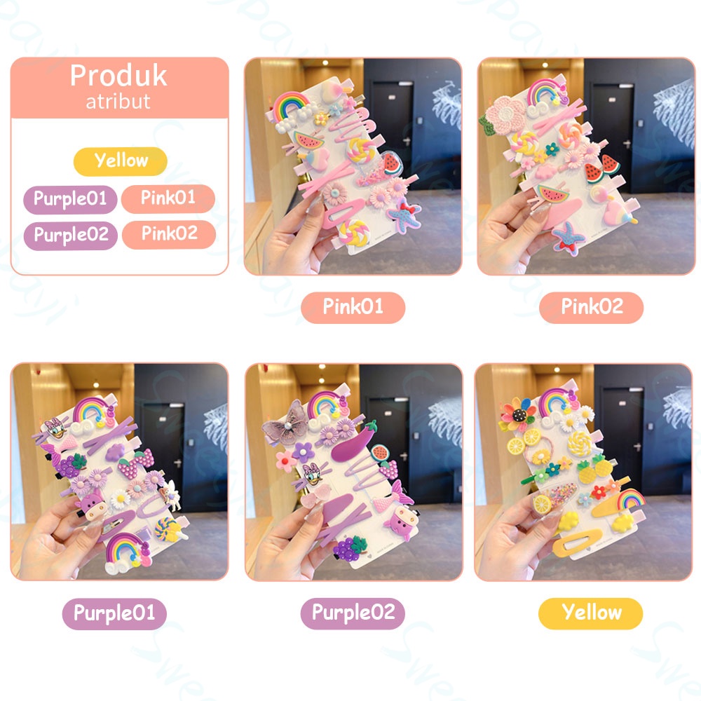 SweetyBayi Ikat rambut korea rambut Jepitan rambut anak Hair clip anak 14pcs