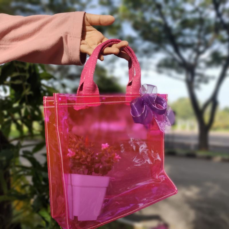 tas mika warna tebal totebag warna pink size 25*7*22 cm terlaris