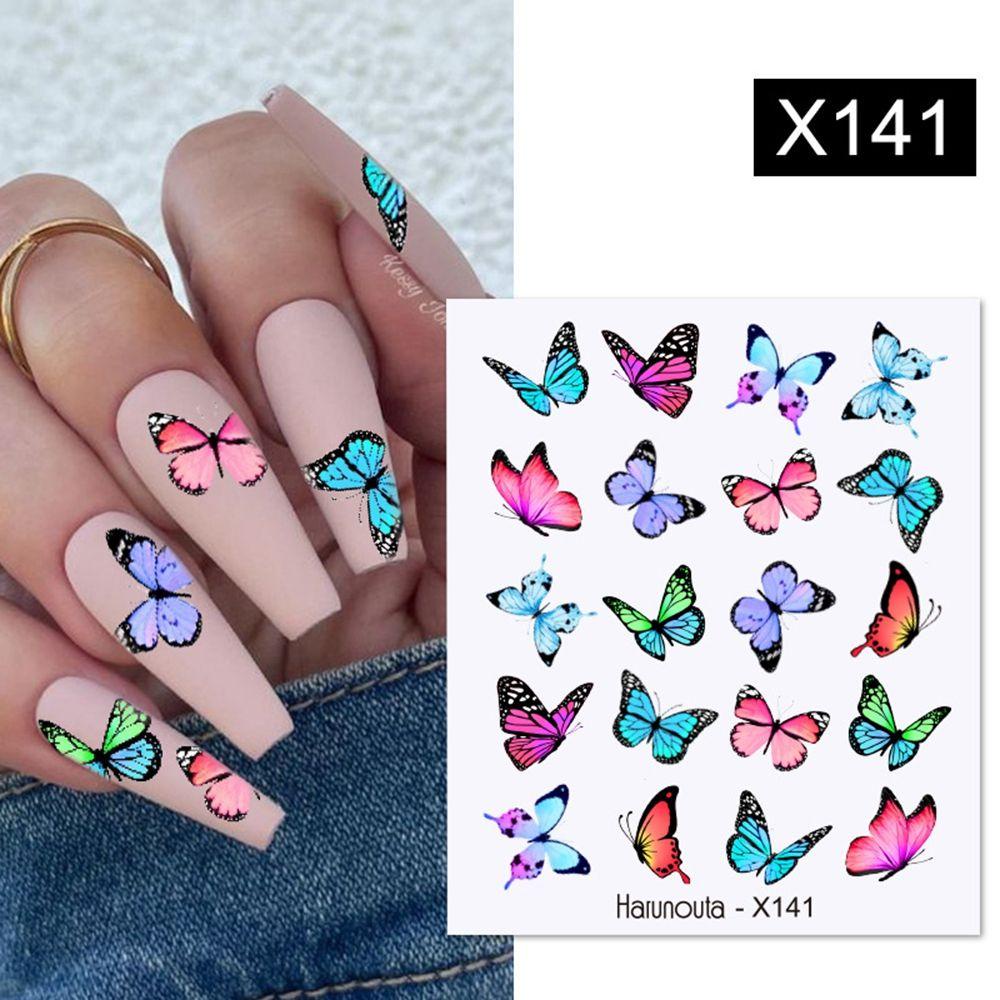 Lily 1lembar Stiker Kuku Kupu-Kupu Wanita Decals DIY Dekorasi Nail Art