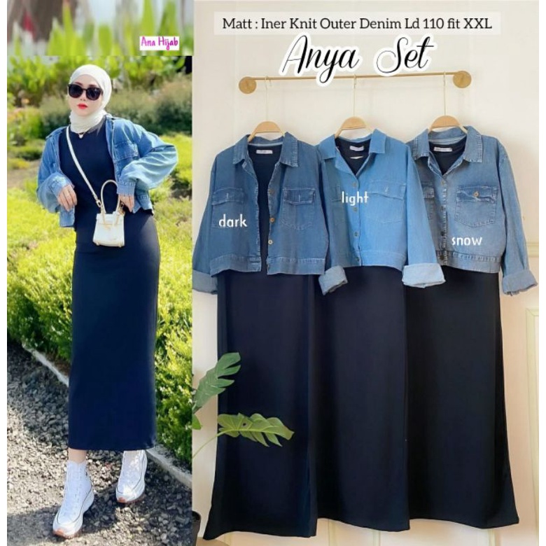 ANYA SET INNER KNIT OUTER DENIM LD 110CM  FIT XXL