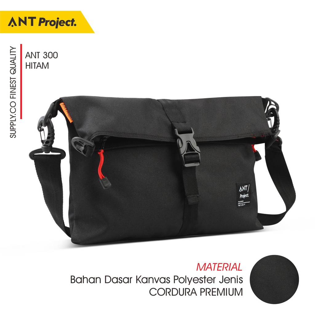 Tas Selempang Pria Messenger Slempang Cowok Buat Kerja Kuliah Sekolah Slot Tablet Laptop 14 inch Hitam