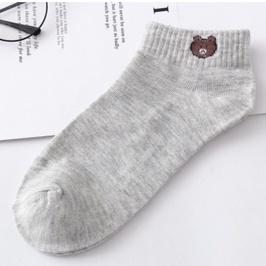 ELFYDO D070 Kaos Kaki Ankle Dewasa Kaus Kaki Motif Brown Bear Karakter Beruang Korea Unisex Murah-Gray