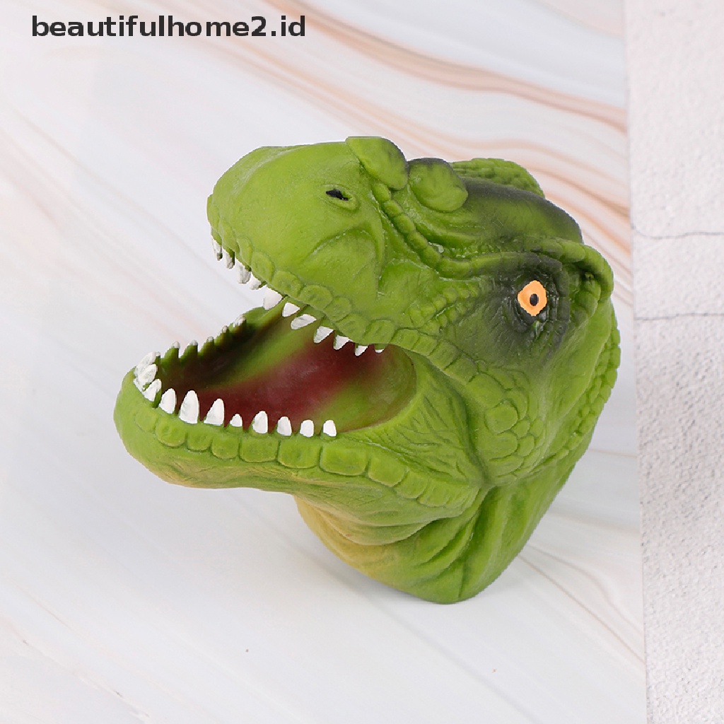 (Beautifulhome2.Id) Mainan Boneka Tangan Bentuk Kepala Dinosaurus Bahan Vinyl Lembut Untuk Hadiah Anak