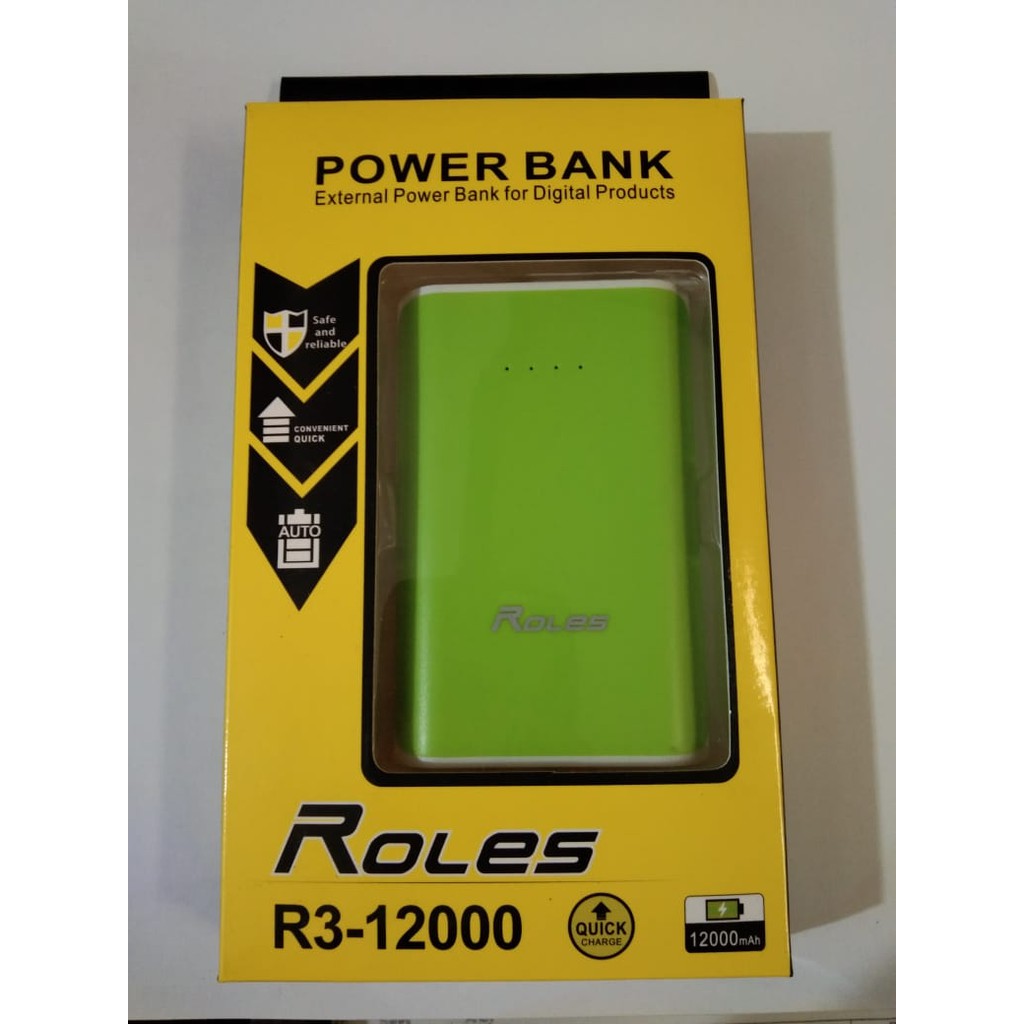 ROLES Power Bank R3-12000 Dual USB Output 2 Input