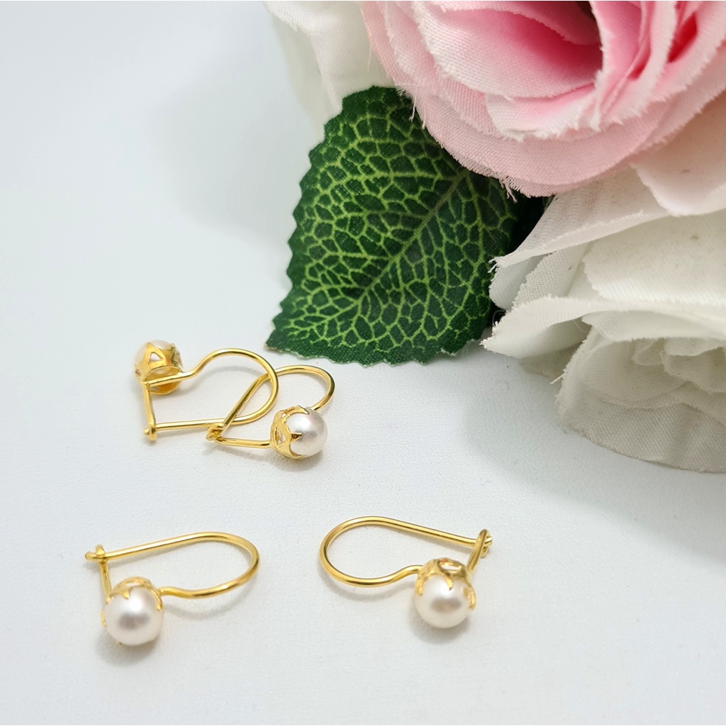 Anting Emas Muda Kait Mutiara 1 Gram