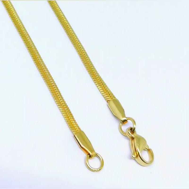 KALUNG TITANIUM GOLD PALING LARIS 50CM ANTI KARAT SELAMANYA MODEl PIPIH WARNA GOLD KALUNG PRIA MEWAH