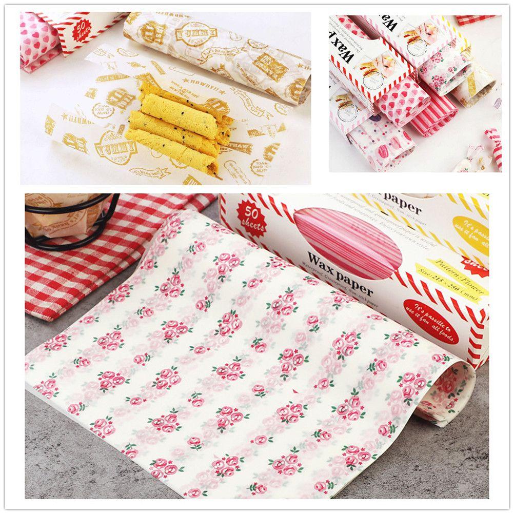 R-FLOWER 50pcs /Box Kertas Lilin Dekorasi Kue Alat Panggang Sandwich Paper Wrapping Paper