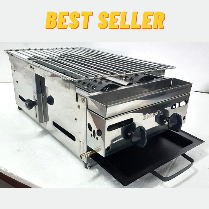 Panggangan Sosis / Kompor Panggang Gas / Panggangan Infrared Butterfly 2 Tungku Bahan full stainless