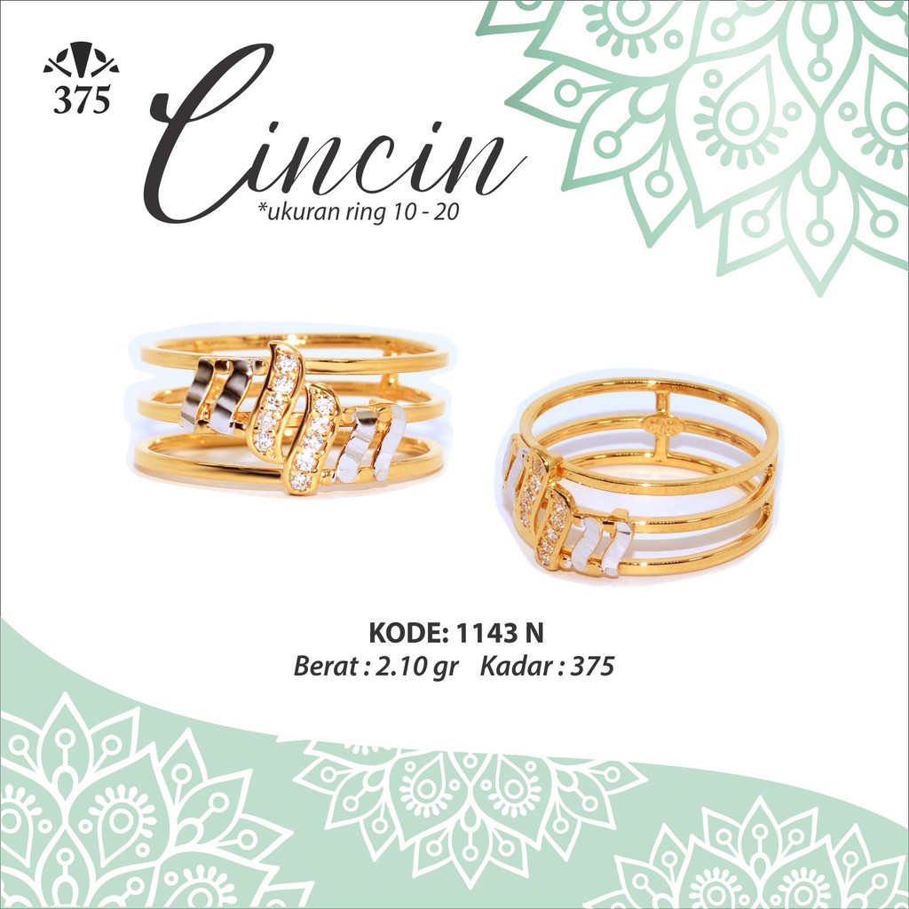 CINCIN EMAS ASLI TUMPUK 3 ELEGANT VARIASI GARIS