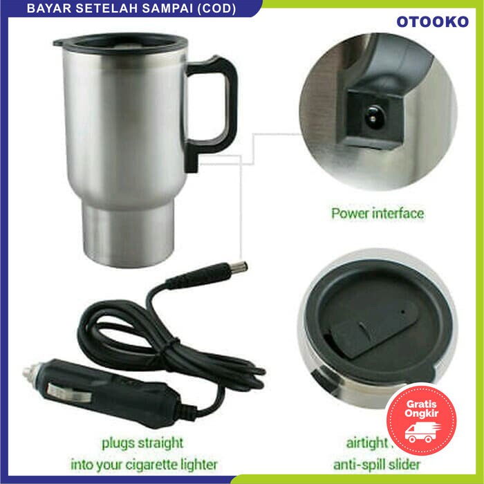 Gelas Thermos Pemanas Air Heated Car Travel Mug Elektrik Mobil 450ML