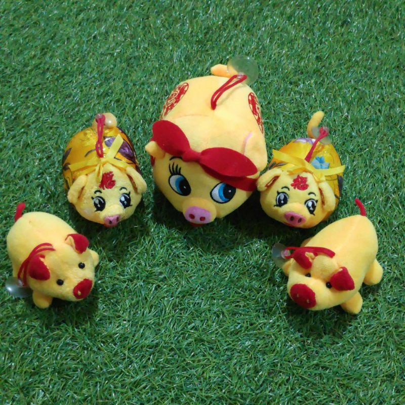 Boneka Keluarga Shio Babi Kuning 5 pcs - hadiah ulang tahun - hadiah Imlek