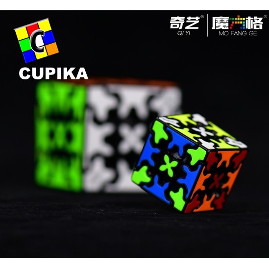 Rubik QiYi Gear Cube 3x3 Keychain 3x3x3 Black Base Gantungan Kunci