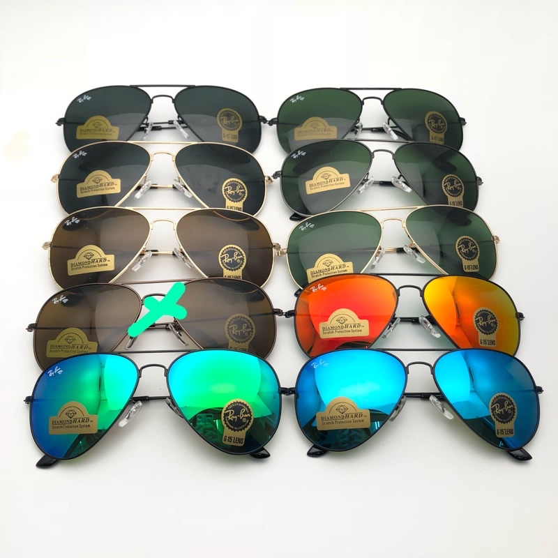 KACAMATA SUNGLASS RAYBXN AVIATOR PREMIUM QUALITY DIAMOND HARD BAHAN KACA BAHAN BESI ALUMINIUM SIANG 