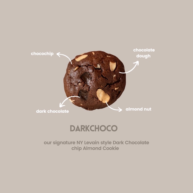

Dark Chocolate Chip Almond Cookie/ NYC Soft Cookie/ NY Levain Style Cookie