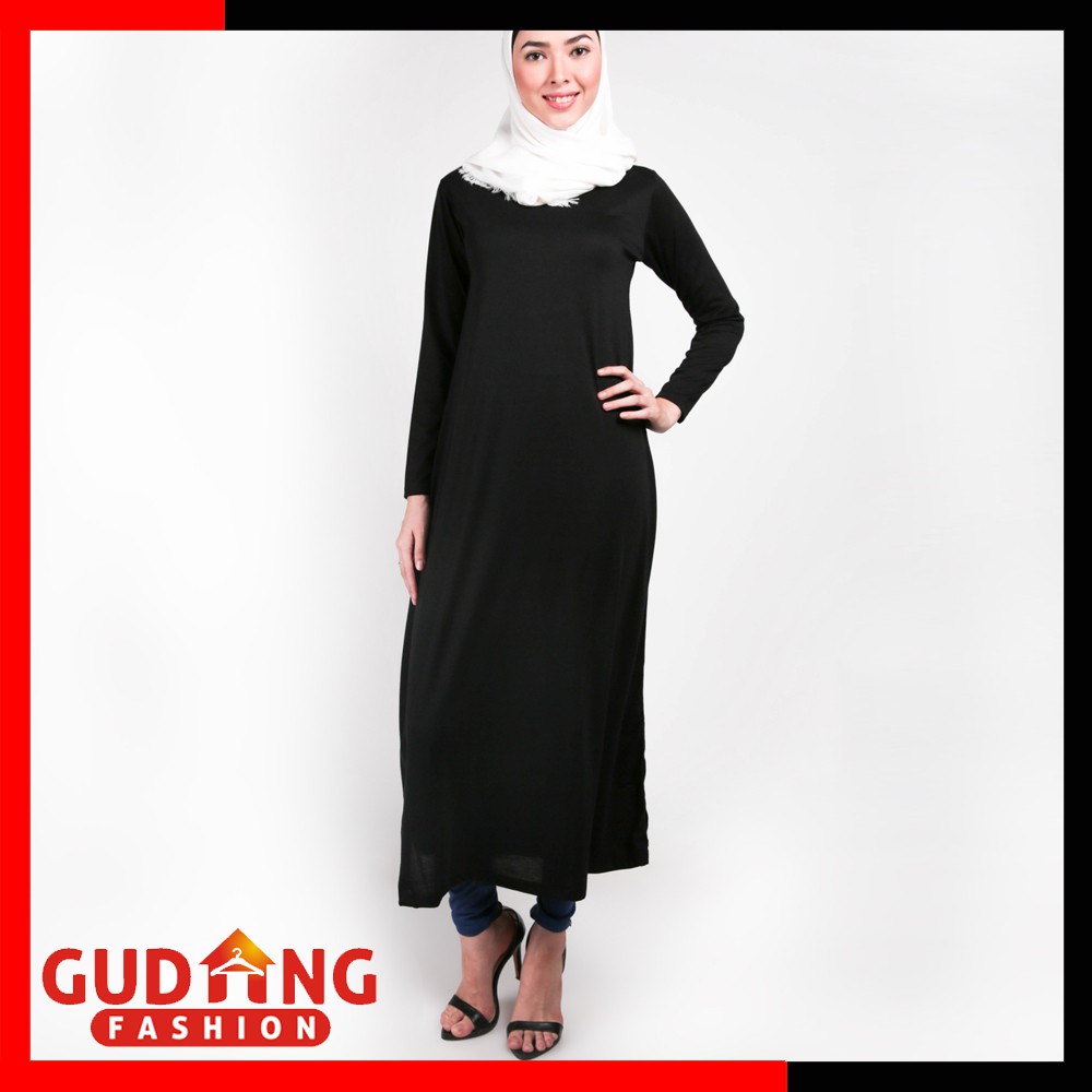 GIOFLO Gamis Terbaru Murah Dan Cantik Spandek Hitam / GMS 01