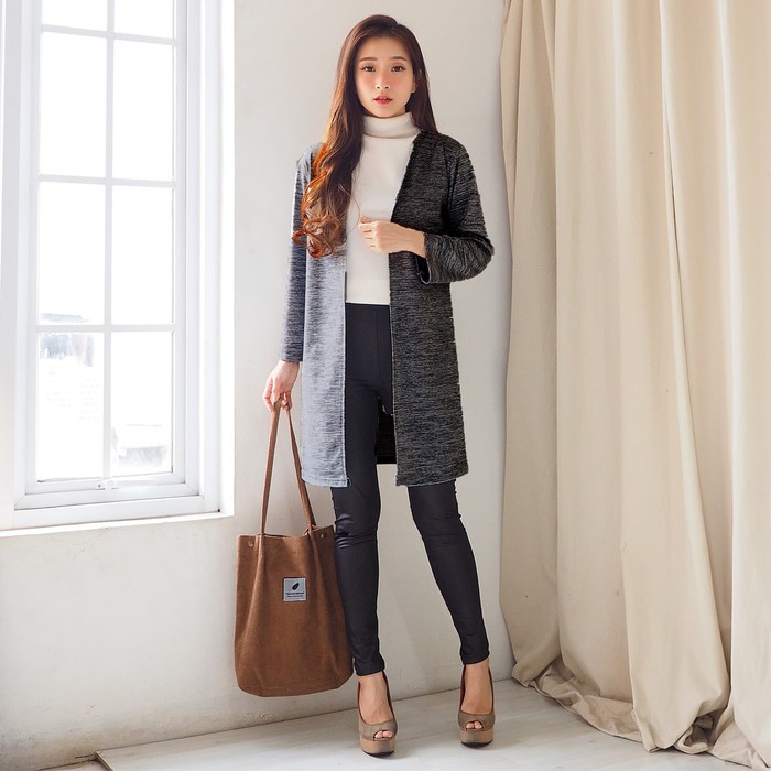 CHAMELE CALICO  BASIC LONG CARDIGAN WANITA MARUN 