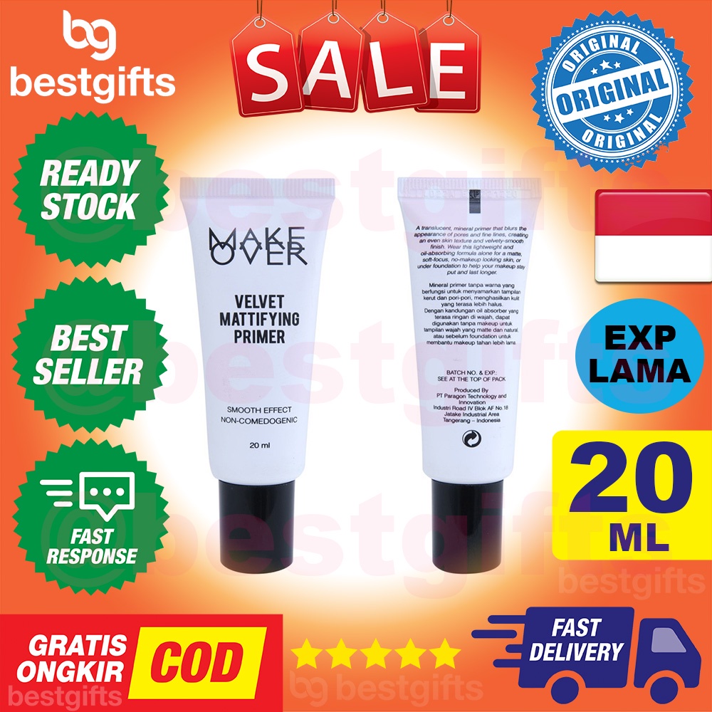 MAKEOVER MAKE OVER VELVET MATTIFYING PRIMER MAKEUP PRIMER MAKE UP MENYAMARKAN PORI PORI WAJAH 20 ML