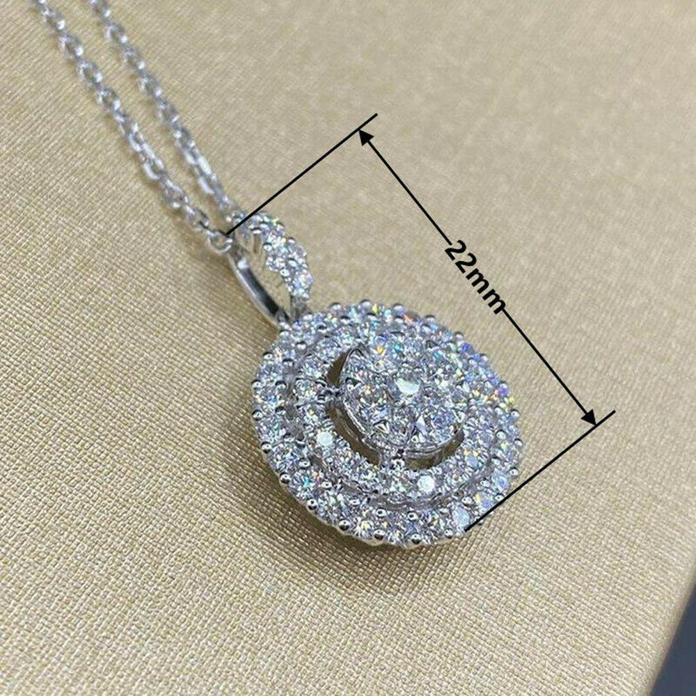 Kalung Rantai Wanita Liontin Cubic Zirconia Elegan Warna Silver Untuk Pesta Pernikahan