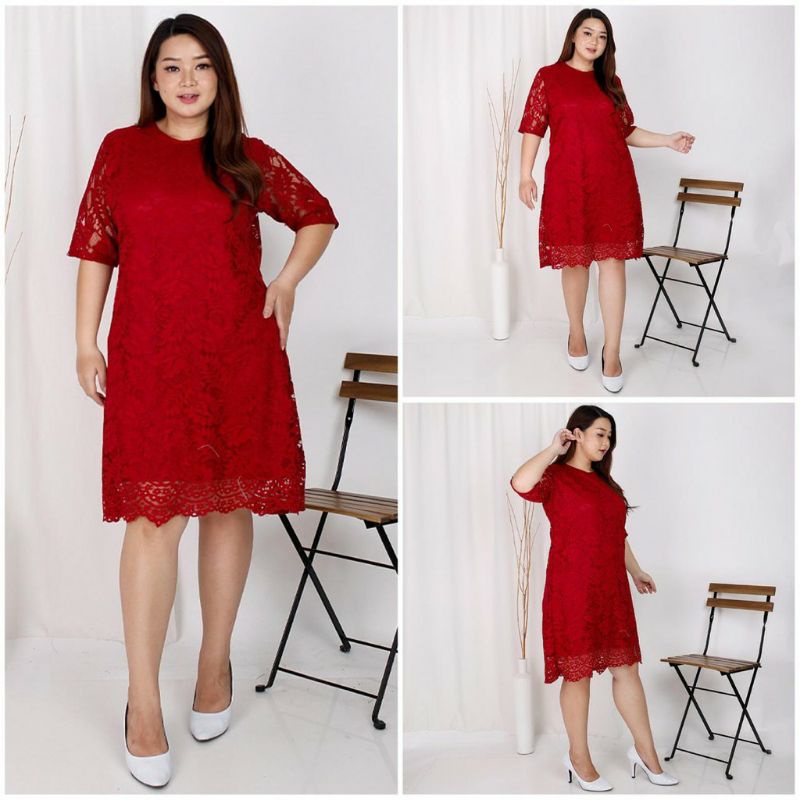 dress pesta jumbo.dress brokat hamil.baju kondangan bigsize.baju imlek jumbo