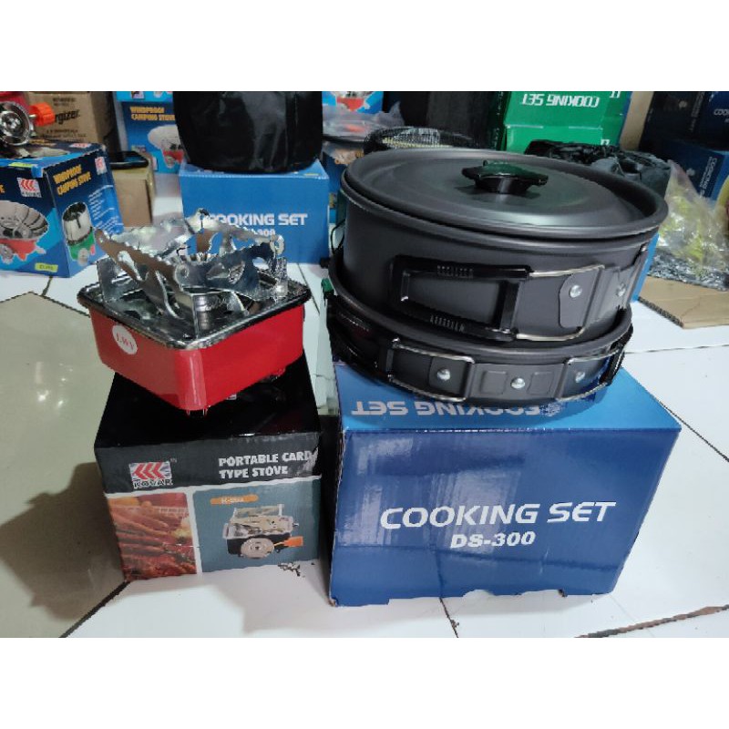 Paket Hemat Cooking Set DS300 &amp; Camping Stove K202 Kemping Outdor