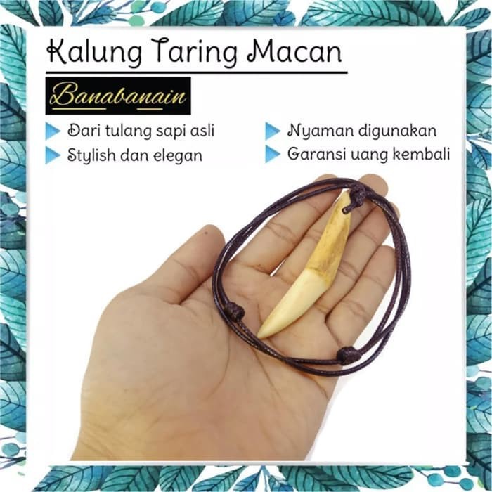 Kalung bandul taring macan tulang sapi kalung etnik