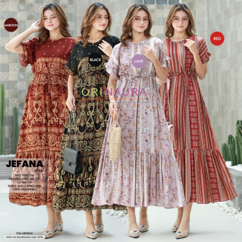 Gamis Lengan Pendek [Jefana dres, Agaida Dres, Haima Dres] bahan viscose busui  ld jumbo 115cm ORI n