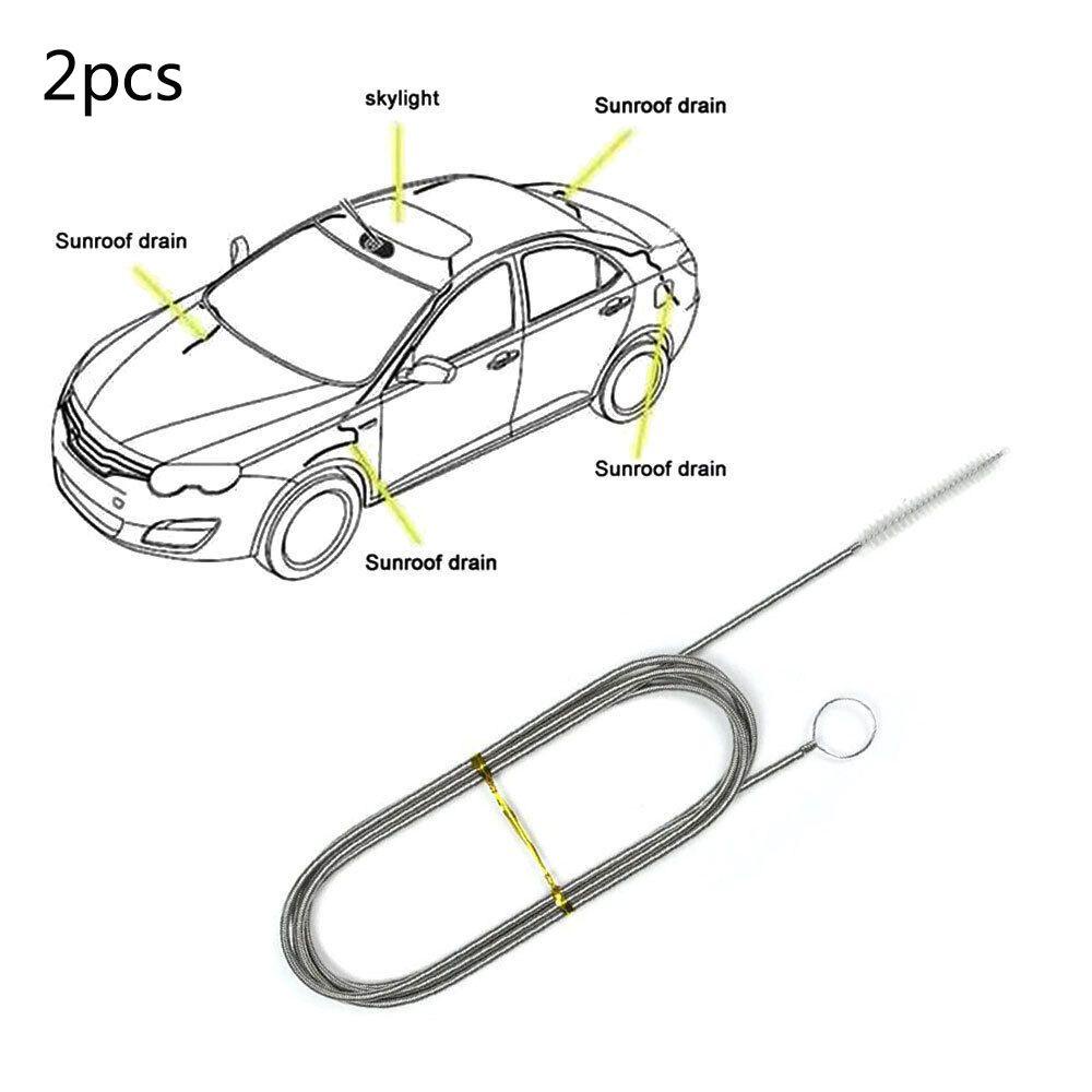 Preva 2Pcs Fleksibel Pembuangan Mobil Universal Cleaning Accessories Foldable Car Sunroof Long Hoses Vent Trap Brush Dredge Sunroof Pipe Brush