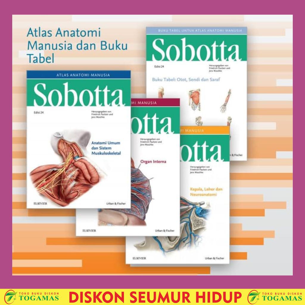 BUKU KEDOKTERAN PAKET ATLAS ANATOMI MANUSIA SOBOTTA JILID 1-3 (ED.BAHASA INDONESIA) ED. 24 + EBOOK [