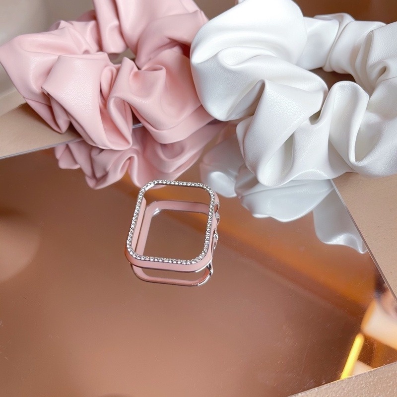 Diamond Case Untuk Apple watch 45mm 41mm 40mm 42mm 38mm Aksesoris Bling Bumper Pelindung Cover iWatch Series7 6 SE 5 4 3 2 1