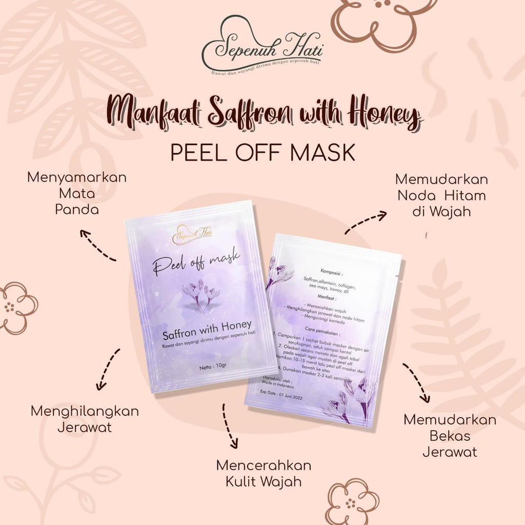 PEEL OF MASK Saffron With Honey Masker Sepenuh Hati Wajah Cerah - Noda Hitam/Jerawat/Mata Panda