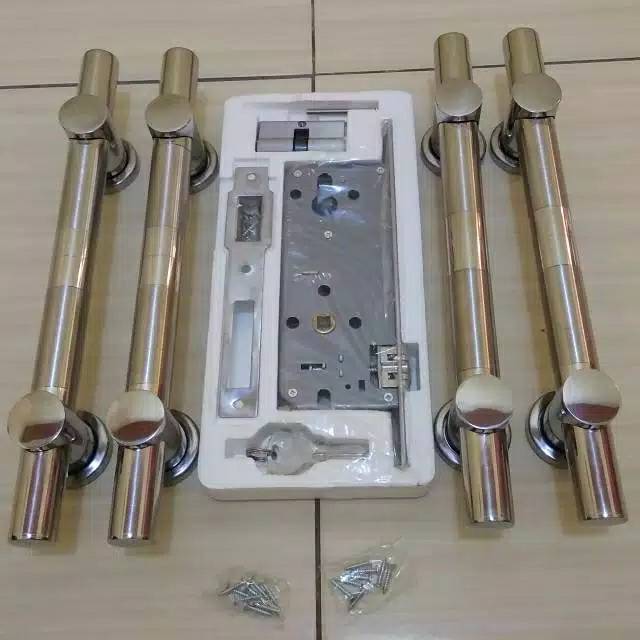 Handle pintu Rumah / gagang pintu Rumah STAINLESS model suling natural 45cm dan kunci