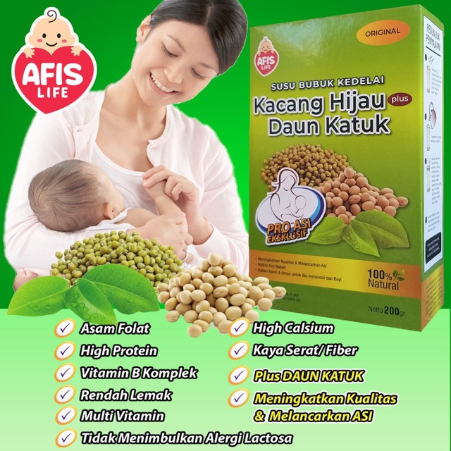 Afis kacang hijau plus daun katuk booster asi - minuman pelancar asi ibu menyusui