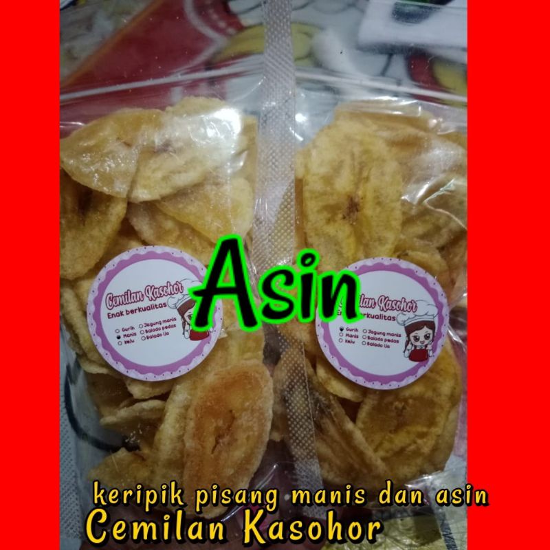 kripik pisang manis, asin