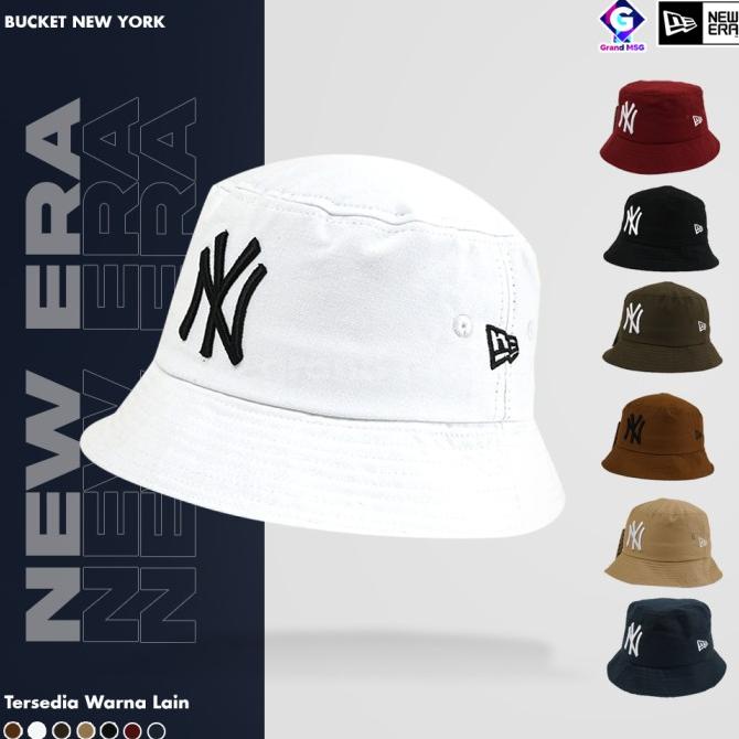 Topi Bucket New Era Pria Wanita, Bucket Hat Grade Original, Streetwear