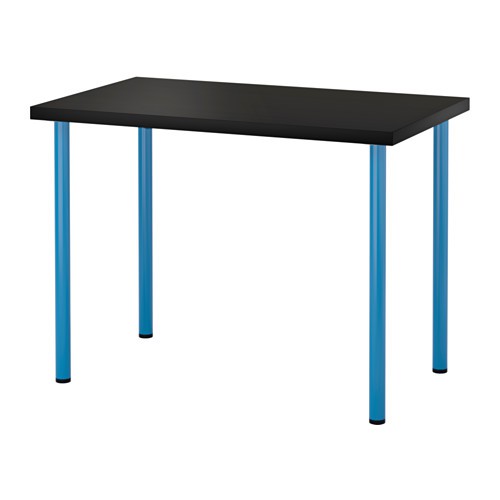 IKEA LINNMON / ADILS Meja 100x60 cm, Hitam - Cokelat/Biru