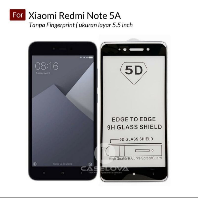 For Xiaomi Redmi Note 5A Prime Tempered Glass Full Lem / Layar 9D Anti Gores Kaca