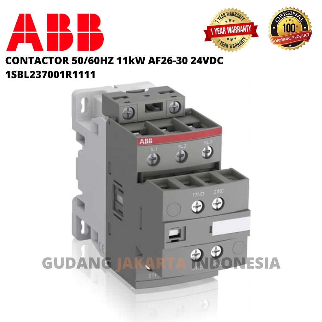 ABB CONTACTOR 50/60HZ 11kW AF26-30 24VDC  1SBL237001R1111