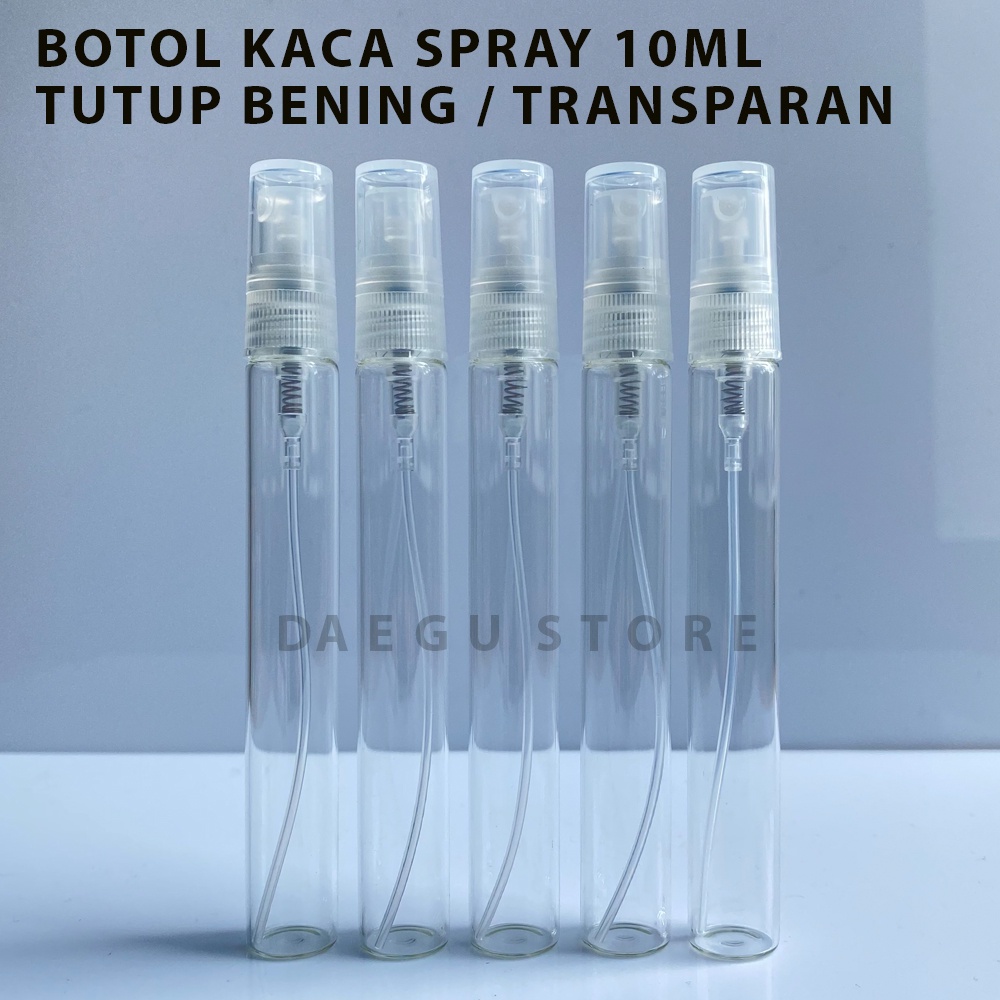 Botol Spray Kaca 10ml Parfum Refill Vial Travel Size Tutup Transparan