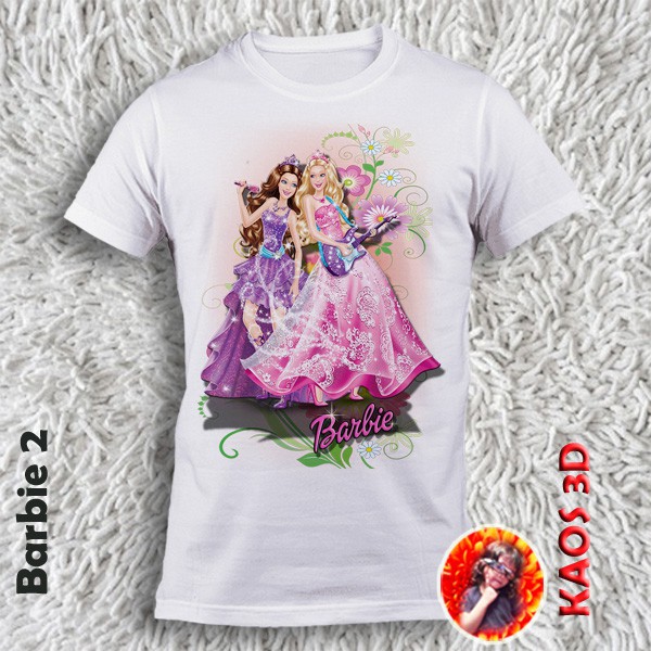 Baju Gambar Barbie / Fashion Barbie ukuran anak dan dewasa / kaos gambar barbie