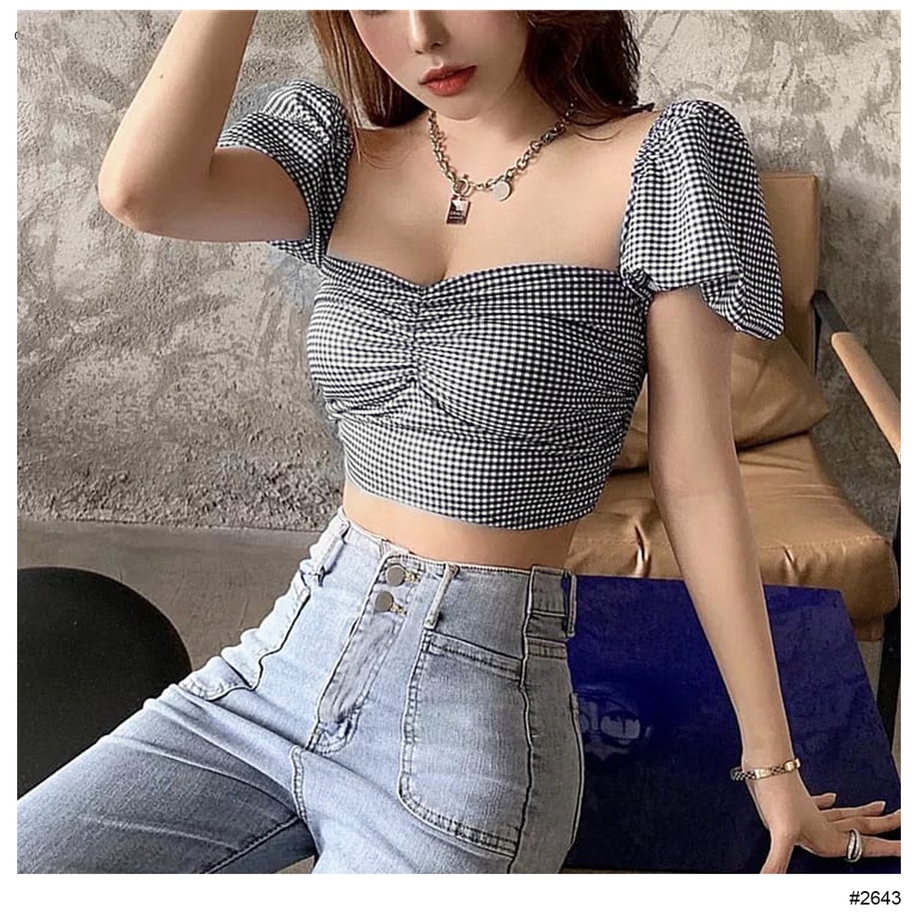 (COD) OH Fashion Sabrina Blouse Crop Top #2643