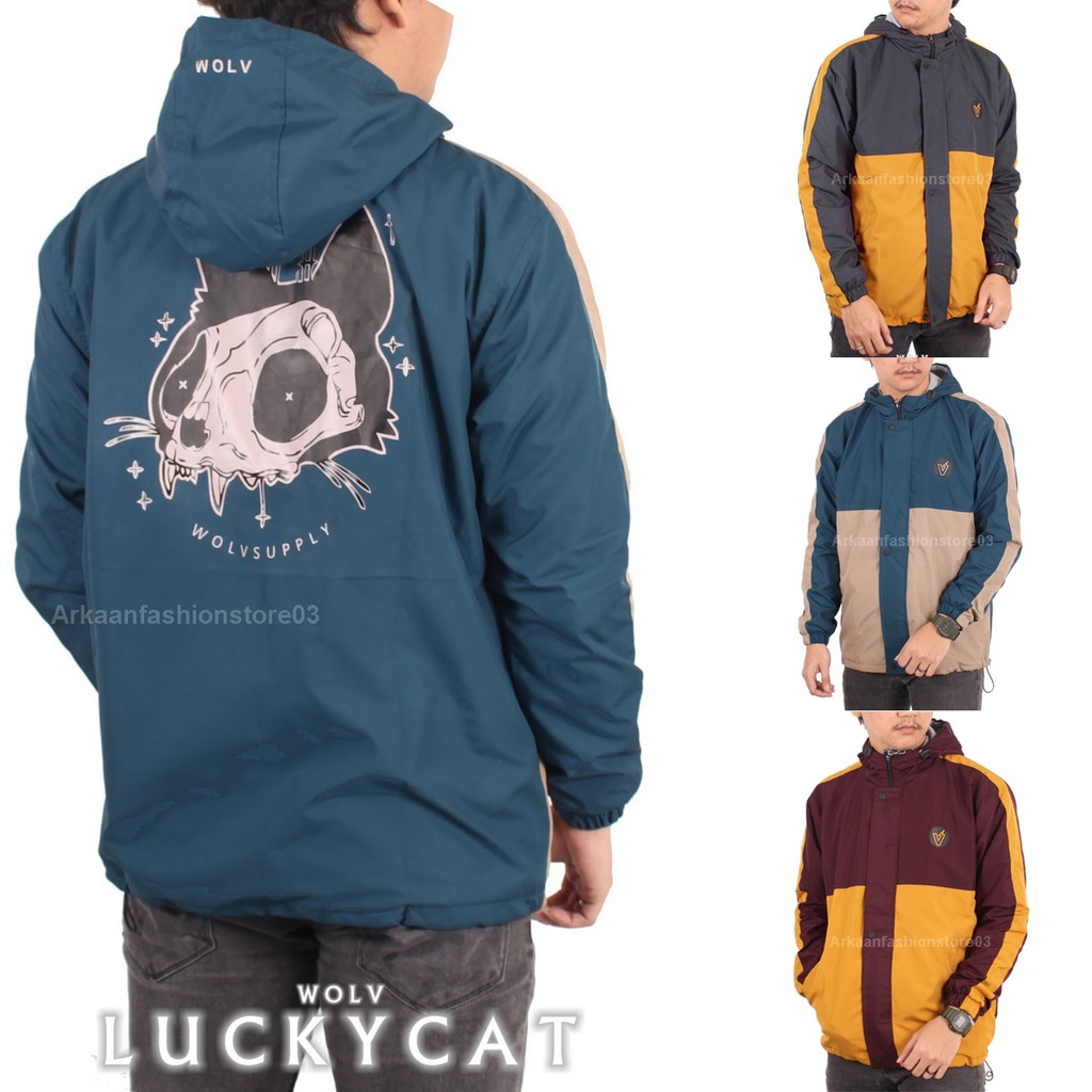 AKN - JAKET OUTDOR PRIA ANTI AIR / JAKET LUCKY CAT ANTI ANGIN / JAKET MOTOR ORIGINAL DISTRO WOLV