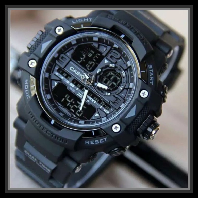 Jam Tangan  Pria Dewasa Rantai Hitam ,Kombinasi Rosegold Tanggal  MC911 Jam Tangan Pria  Gshock Gw