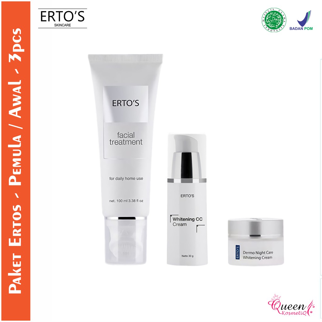 ERTOS Paket Pemula | Facial Treatment | CC Day Cream | Dermo Night Cream ORIGINAL BPOM 100%
