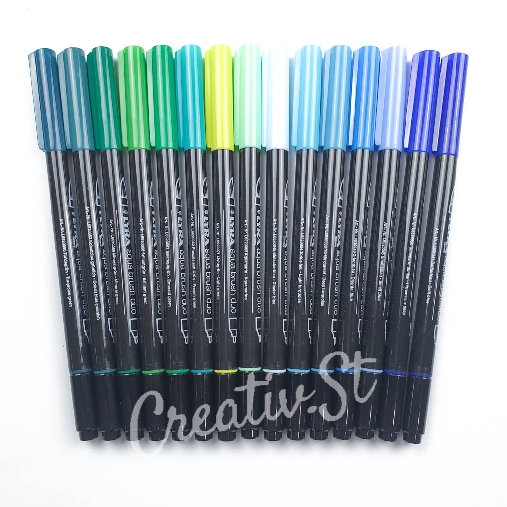 

LYRA Aqua Brush Duo Dual Brush Pen New Color Part 2 Blue Green Shade Spidol Kaligrafi