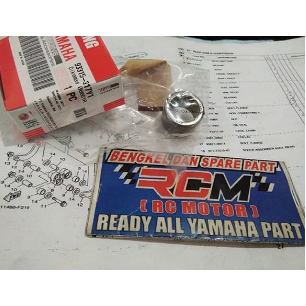 BEARING LAKER LAHER DI PERTIGAAN SHOCK SKOK SHOCKBREAKER BELAKANG BLK BLKG UNITRACK VIXION OVI NVL NVA NO 9 ORI ORIGINAL YAMAHA YGP ASLI 93315-317Y1