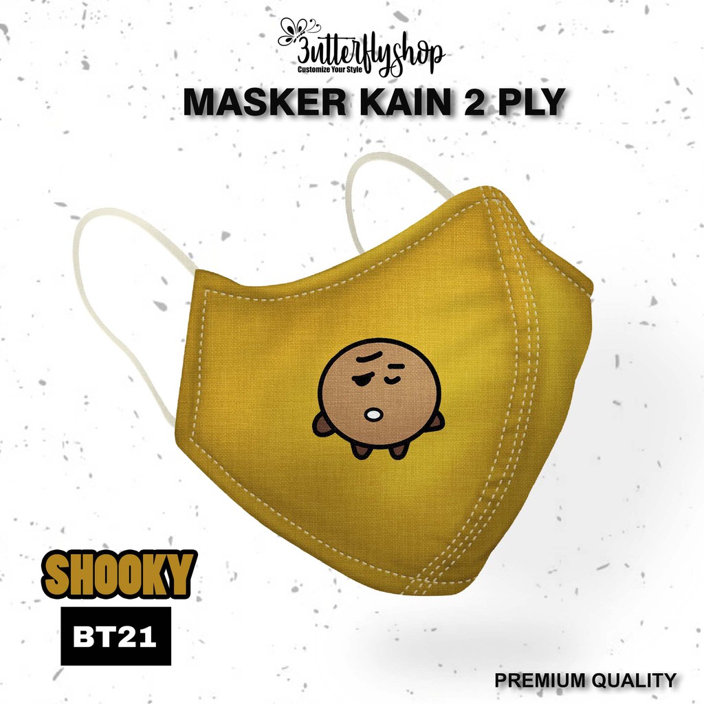 [MASKER ] BT 21 Masker kain 2 ply premium quality chimmy tata digital printing full color fashionabl