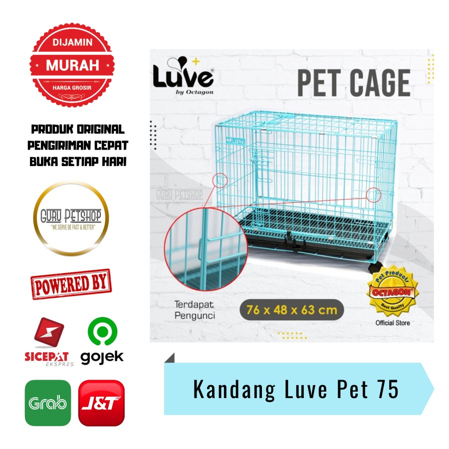 Kandang Luve 75 Kandang Anjing Kucing Size 76x48x63cm Roda &amp; TanpaRoda