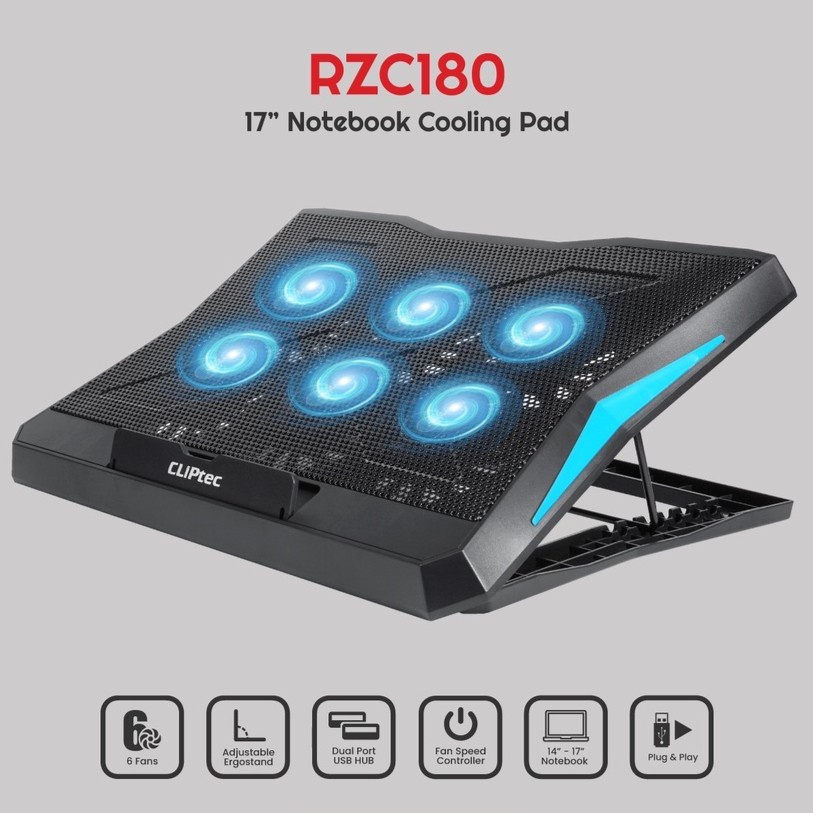 COOLING PAD CLIPTEC 6 FAN ADJUSTABLE RZC180 - COOLINGPAD RZC 180